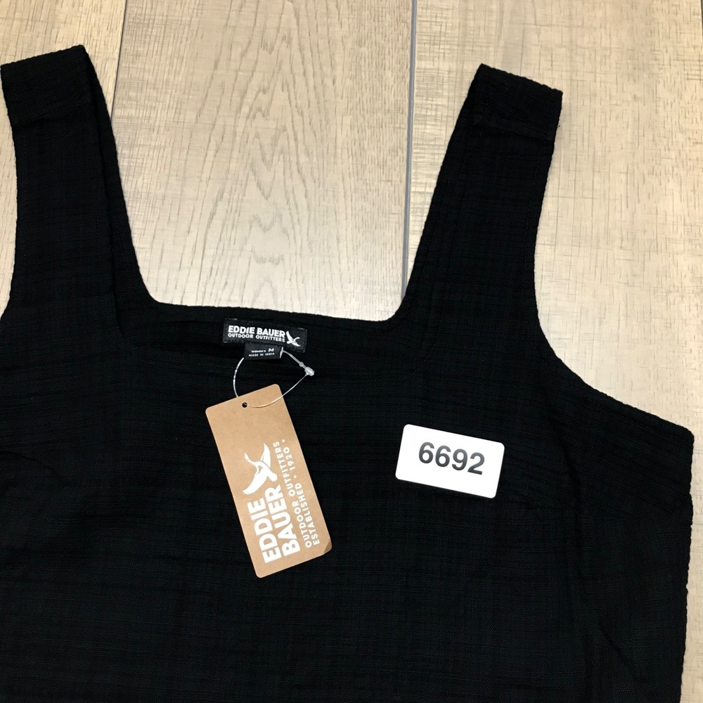 Eddie Bauer Tank Top Womens Size M Black Suns Up Gauze Shirt Square Neck Summer - Picture 11 of 12